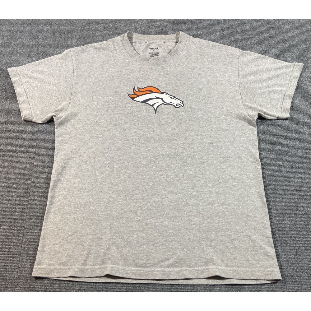 Reebok NFL Denver Broncos T-Shirt Grey Mens Size L Peyton Manning‎